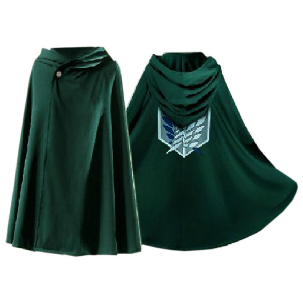 Aoibox Attack On Titan Cloak - Anime Cosplay Costume Shingeki No Kyojin Cape with Necklace Green